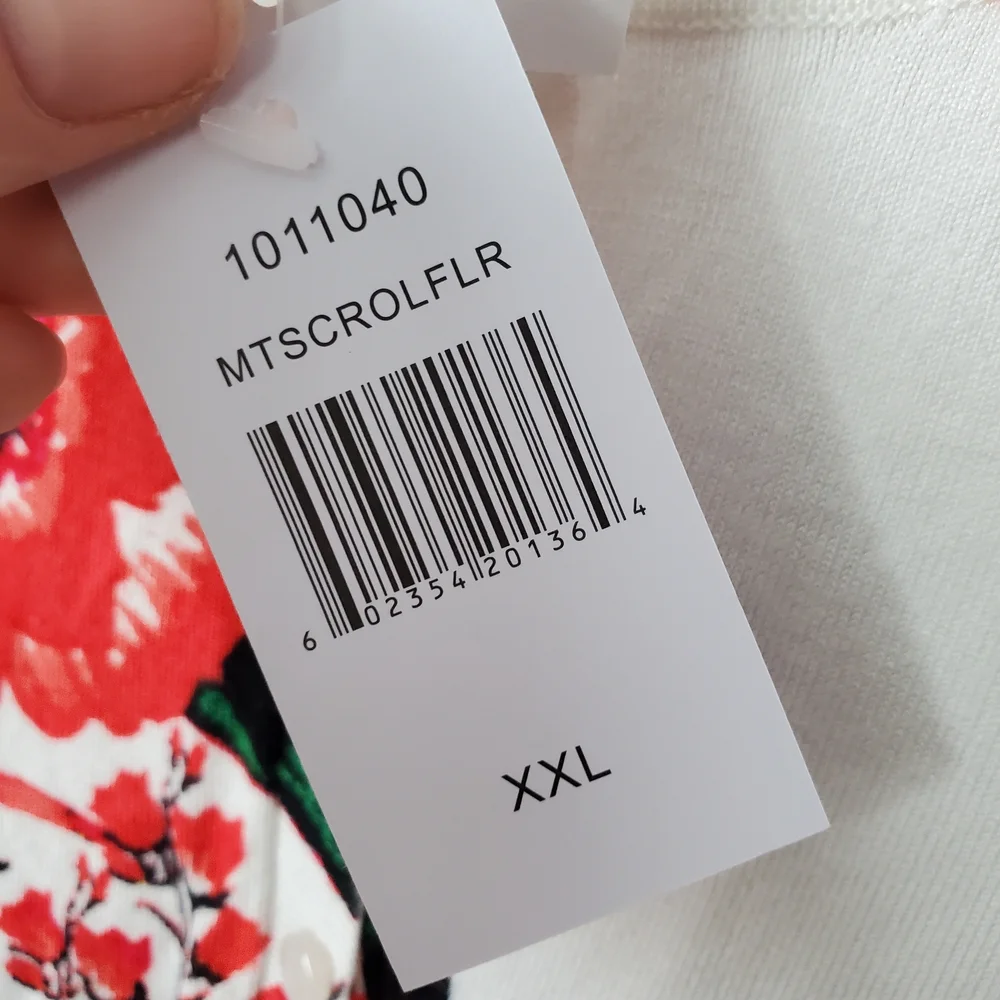 Womens XXL Cable & Gauge Floral Cardigan - White and Red